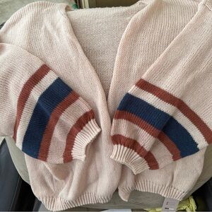 Striped Sleeve Women Sweater